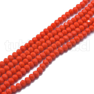 Cristal chino 6x4mm, cuentas de vidrio, rondelle facetadas, coral, 94 pzs/tira, 17“.