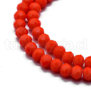 Cristal chino 6x4mm, cuentas de vidrio, rondelle facetadas, coral, 94 pzs/tira, 17“.