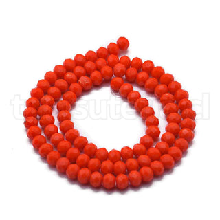 Cristal chino 6x4mm, cuentas de vidrio, rondelle facetadas, coral, 94 pzs/tira, 17“.