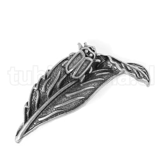 Colgante de aleación de zinc estilo tibetano, hoja con bichito encima, 46x16x0.7mm.