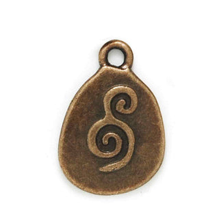Dije Óvalo Irregular Doble Espiral Tono Bronce Envejecido 20x14x2mm | 5 uds