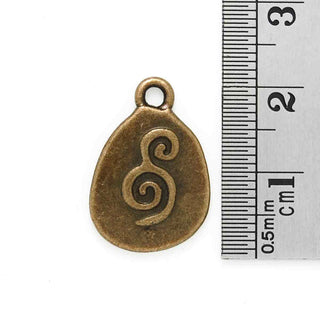 Dije Óvalo Irregular Doble Espiral Tono Bronce Envejecido 20x14x2mm | 5 uds