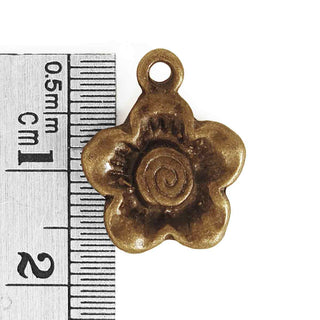 Dije Flor Tono Bronce Envejecido 17.5x15x3mm | 5 uds