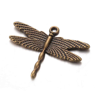 Dije Libélula Tono Bronce Envejecido 28x35.5x2mm | 3 uds
