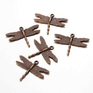 Dije Libélula Tono Bronce Envejecido 28x35.5x2mm | 3 uds