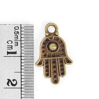 Dije Mano de Fátima Hamsa Tono Bronce Envejecido 20x12x2mm | 7 uds