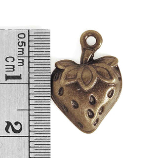 Dije Frutilla Tono Bronce Envejecido 20x15x4mm | 8 uds