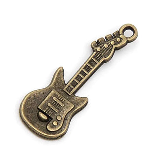 Dije Guitarra Eléctrica Tono Bronce Envejecido 31x11x2mm | 6 uds