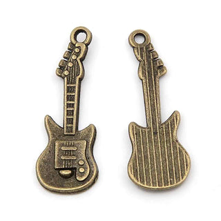 Dije Guitarra Eléctrica Tono Bronce Envejecido 31x11x2mm | 6 uds