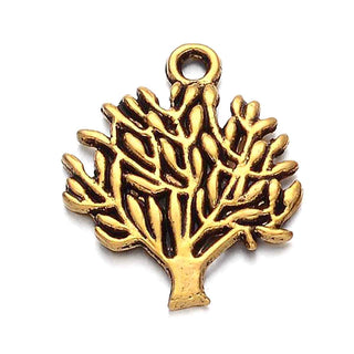 Dije Árbol de la Vida Tono Oro Envejecido 20x16mm | 4 uds