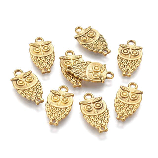 Colgante de búhos pequeños, ideales para pulseras, 18x10x2 mm.
