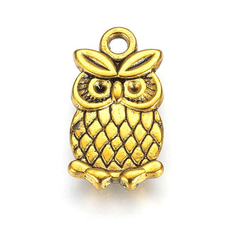 Dije Búho Estilo Tibetano Tono Oro Envejecido 20x10x2mm | 5 uds