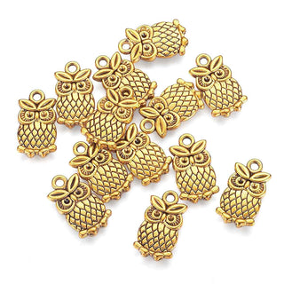 Dije Búho Estilo Tibetano Tono Oro Envejecido 20x10x2mm | 5 uds