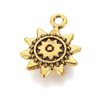Dije Sol Étnico Estilo Tibetano Tono Oro Envejecido 18x13,5x3mm | 8 uds
