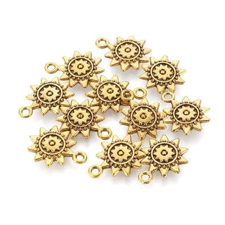 Dije Sol Étnico Estilo Tibetano Tono Oro Envejecido 18x13,5x3mm | 8 uds