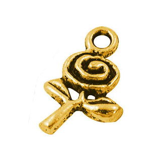Dije Flor Pequeña Estilo Tibetano Tono Oro Envejecido 15,5x9,5x2,5mm | 6 uds