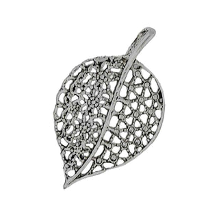 Dije Hoja Filigrana Tono Plata Envejecida 38x22mm | 2 uds