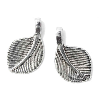 Dije Hoja Mediana Estilo Tibetano Plata Envejecida 28mm | Pack 5 uds