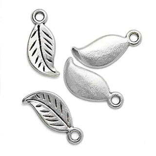 Dije Hoja Pequeña Plata Envejecida 17x8mm | Pack 16 uds