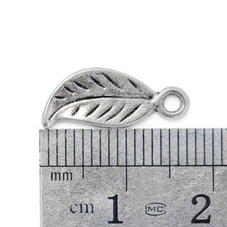 Dije Hoja Pequeña Plata Envejecida 17x8mm | Pack 16 uds
