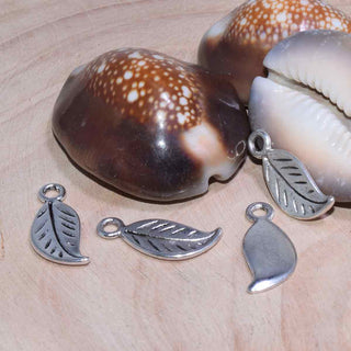 Dije Hoja Pequeña Plata Envejecida 17x8mm | Pack 16 uds