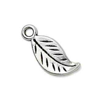 Dije Hoja Pequeña Plata Envejecida 17x8mm | 16 uds