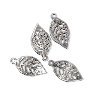 Dije Hoja Calada Tono Plata Envejecida 23x12mm | 6 uds