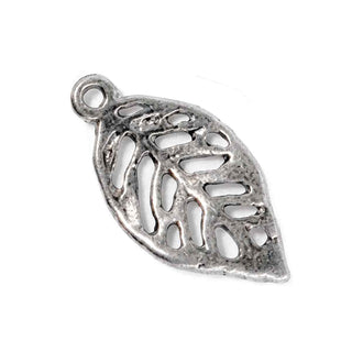 Dije Hoja Calada Tono Plata Envejecida 23x12mm | 6 uds