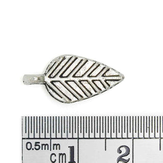 Dije Hoja Estilo Tibetano Tono Plata Envejecida 19x9mm | Pack 8 uds