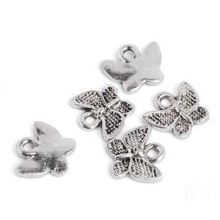Dije Mariposa Mini Estilizada Tono Plata Envejecida 12.5x10mm | Pack 8 uds