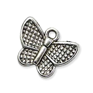 Dije Mariposa Mediana Estilo Tibetano Tono Plata Envejecida 13x17.5mm | 8 uds