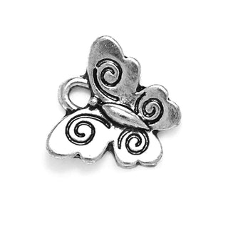 Dije Mariposa Mini Estilo Tibetano Tono Plata Envejecida 12x13mm | 10 uds