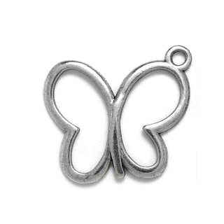 Dije Mariposa Estilo Tibetano Tono Plata Envejecida 19x17mm | 6 uds