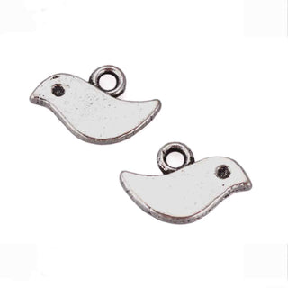 Dije Pajarito Estilo Tibetano Tono Plata Envejecida 7x11mm | Pack 20 uds
