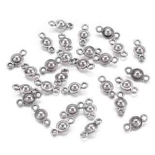 Enlace Conector Bola Central Aleación Plata Envejecida 5x10mm | 16 uds