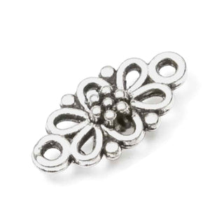 Enlace Floral Aleación Plata Envejecida 16x8x3.5mm | 13 uds