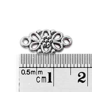Enlace Floral Aleación Plata Envejecida 16x8x3.5mm | 13 uds