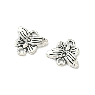 Enlace Mariposa Estilo Tibetano Aleación Plata Envejecida 14x14.5x2mm | 8 uds