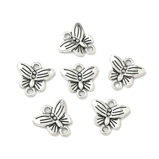 Enlace Mariposa Estilo Tibetano Aleación Plata Envejecida 14x14.5x2mm | 8 uds