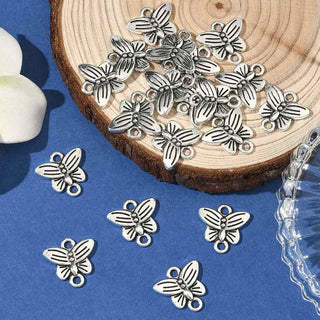 Enlace Mariposa Estilo Tibetano Aleación Plata Envejecida 14x14.5x2mm | 8 uds