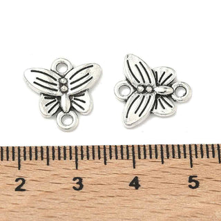Enlace Mariposa Estilo Tibetano Aleación Plata Envejecida 14x14.5x2mm | 8 uds