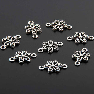 Enlace Flor Aleación Plata Envejecida 17.6x10.6x2.5mm | 9 uds