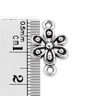 Enlace Flor Aleación Plata Envejecida 17.6x10.6x2.5mm | 9 uds