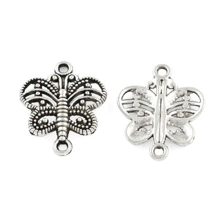 Enlace Mariposa Aleación Tono Plata Envejecida 17.4x14.3x2mm | 10 uds