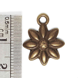 Dije Flor de Ocho Pétalos Tono Bronce Envejecido 20x15x3mm | 10 uds