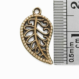 Dije Hoja Tono Bronce Envejecido 19x11x2mm | 6 uds