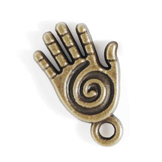 Dije Mano de Fátima con Espiral Tono Bronce Envejecido 19x11x2mm | 4 uds