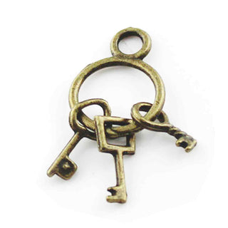 Dije Llavero con 3 Llaves Tono Bronce Envejecido 27x12x5mm | 3 uds