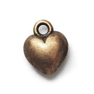 Dije Corazón con Volumen Tono Bronce Envejecido 13x10x5mm | 6 uds