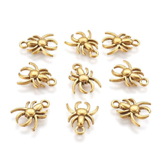 Dije Araña Estilo Tibetano Tono Oro Envejecido 16x13x3mm | 10 uds